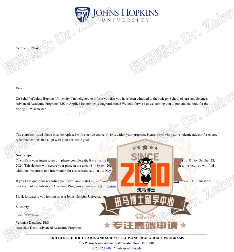 斑马博士，斑马博士留学中心，JHU，Johns Hopkins University，MS in Applied Economics，应用经济学硕士